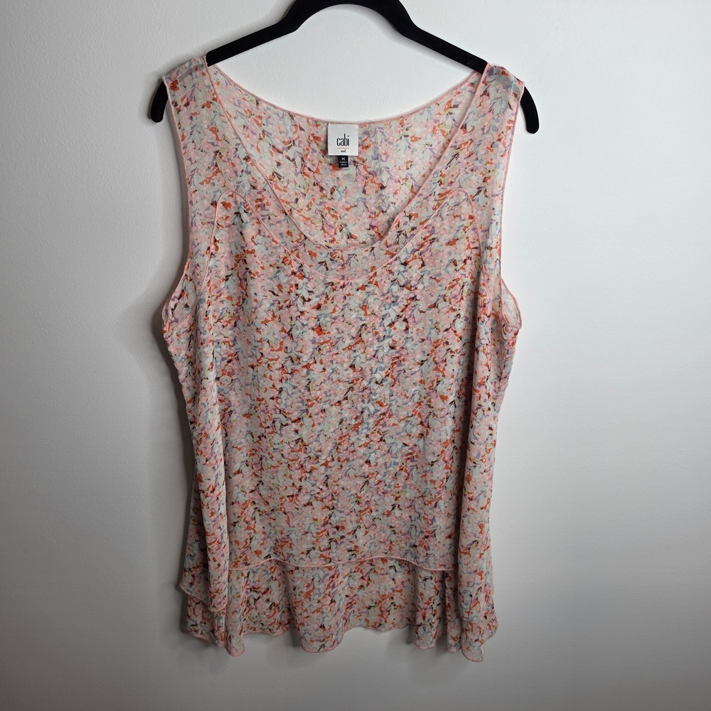 Cabi Floral Print Tank Top Womens Medium Pink Multicolor